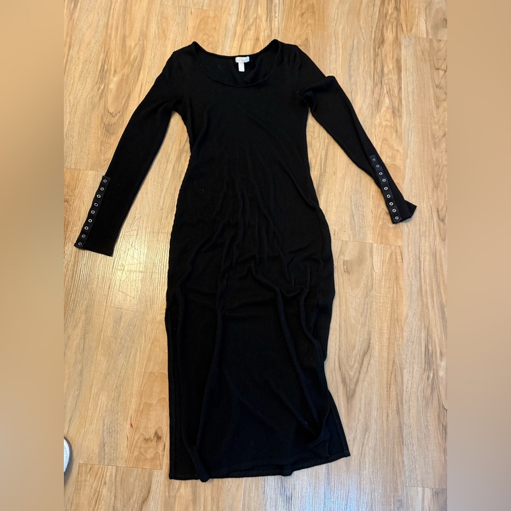 Abound Black Long Sleeve Dress with Button Accents
